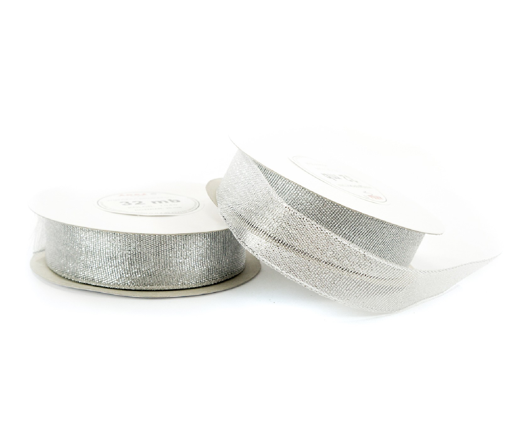 25mm WB7040 Panglică cu sclipici argintiu 32mb 25mm WB7040 Panglică cu sclipici argintiu 32mb