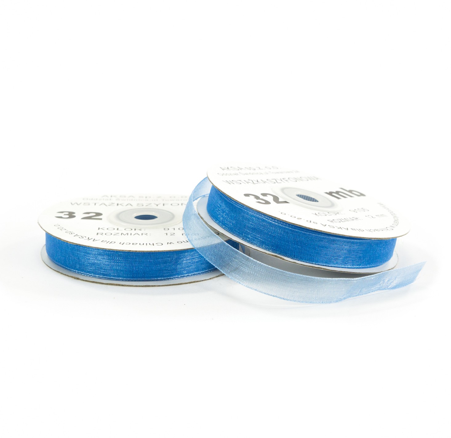 12mm WO9105 Panglică de sifon albastru 32mb 12mm WO9105 Panglică de sifon albastru 32mb