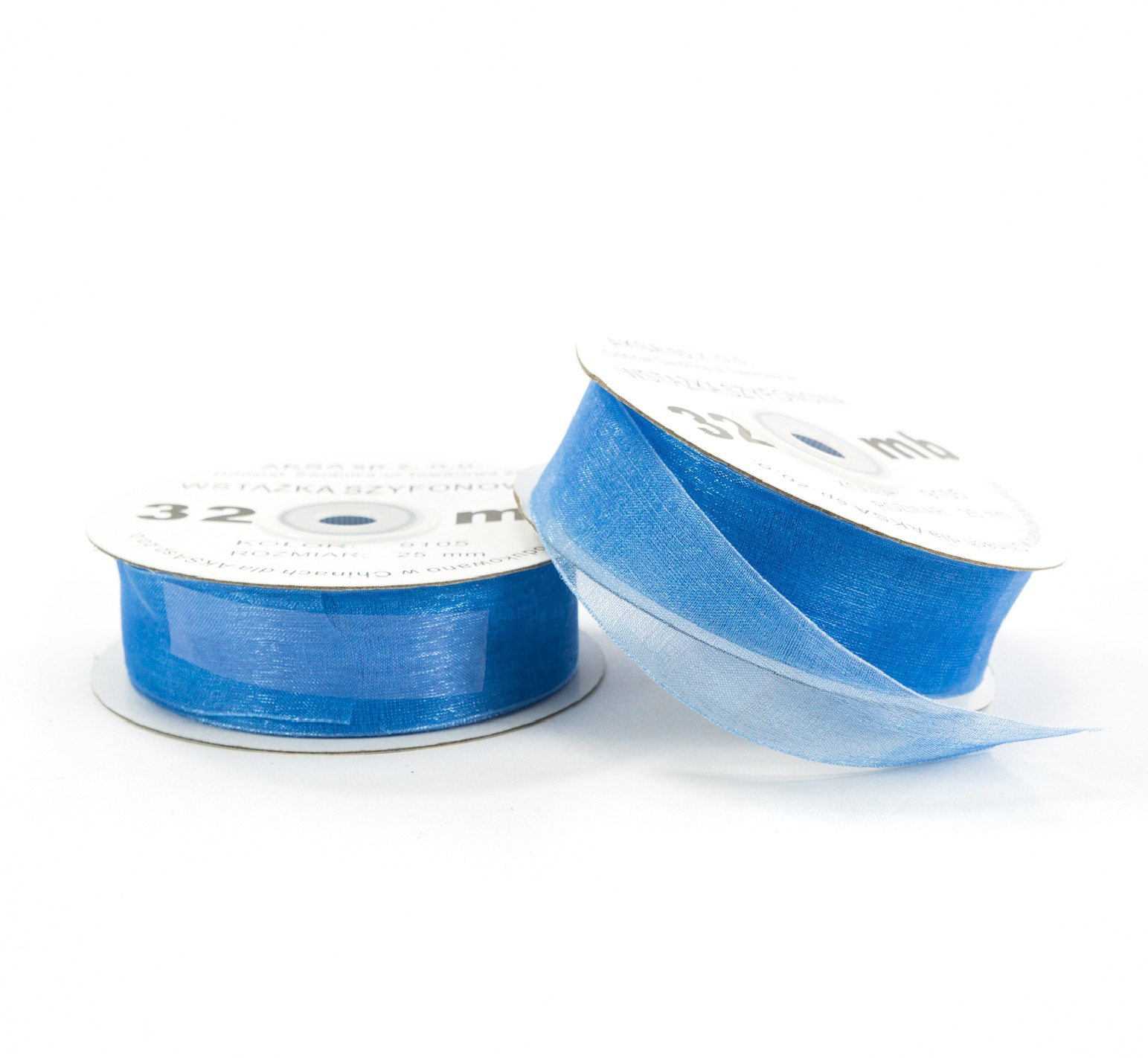 25mm WO9105 Panglică de sifon albastru 32mb 25mm WO9105 Panglică de sifon albastru 32mb