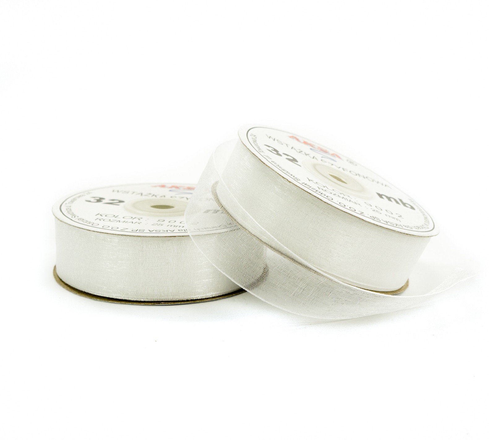 25mm WO9002 Panglică de sifon alb 32mb 25mm WO9002 Panglică de sifon alb 32mb