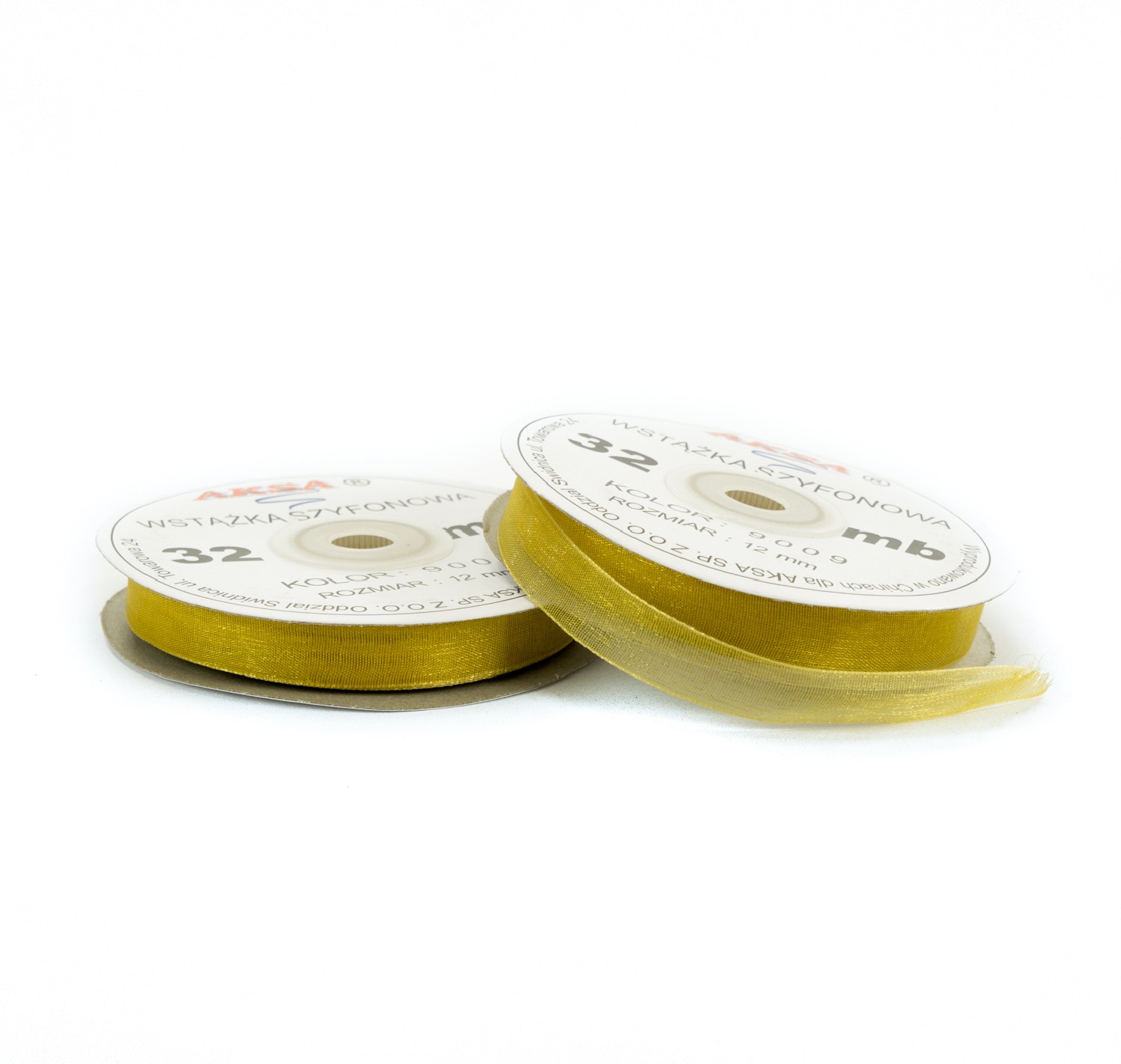 12mm WO9009 Panglică de sifon auriu 32mb 12mm WO9009 Panglică de sifon auriu 32mb