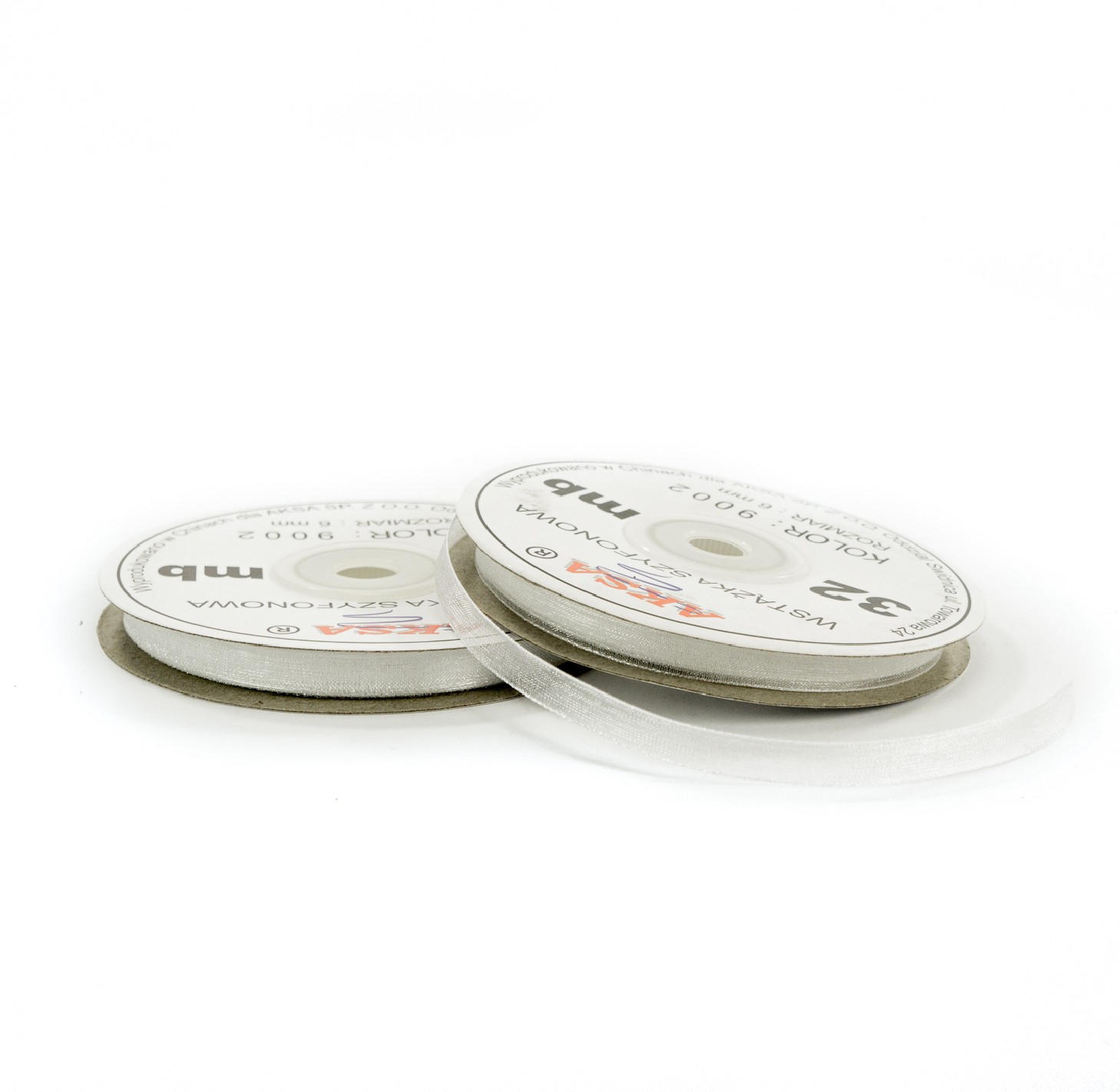 6mm WO9002 Panglică de sifon alb 32mb 6mm WO9002 Panglică de sifon alb 32mb