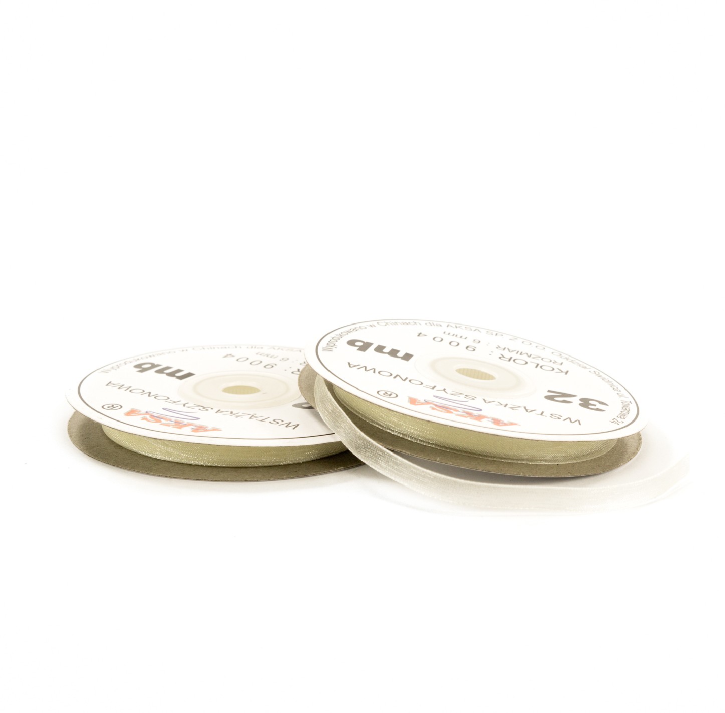 6mm WO9004 Panglică de sifon ecru 32mb 6mm WO9004 Panglică de sifon ecru 32mb