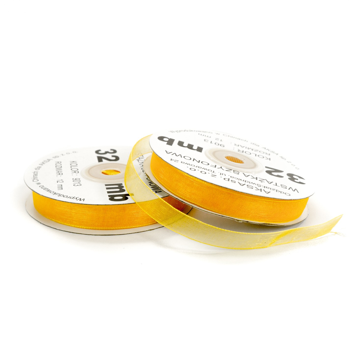 12mm WO9013 Panglică de sifon galben închis 32mb 12mm WO9013 Panglică de sifon galben închis 32mb