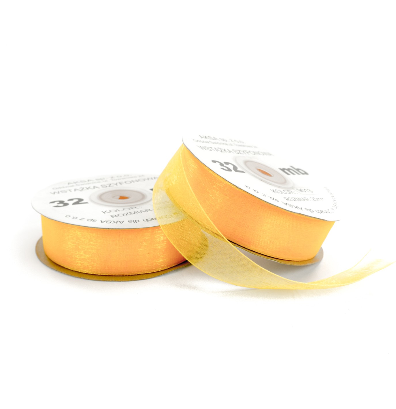 25mm WO9013 Panglică de sifon galben închis 32mb 25mm WO9013 Panglică de sifon galben închis 32mb