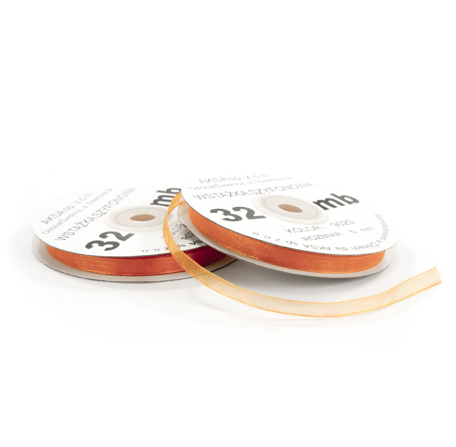 6mm WO9020 Panglică de sifon portocaliu 32mb 6mm WO9020 Panglică de sifon portocaliu 32mb