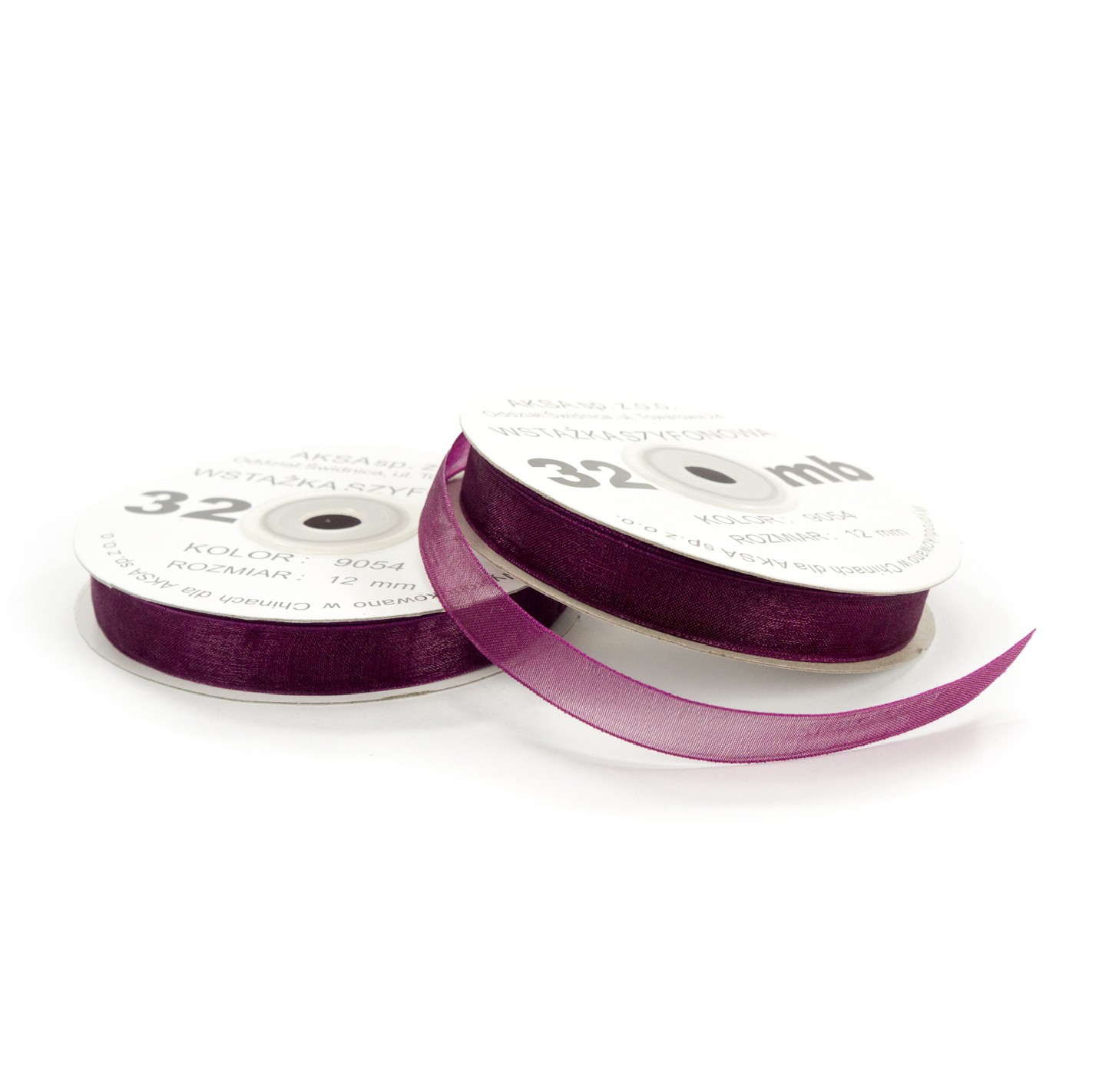 12mm WO9054 Panglică de sifon prună 32mb 12mm WO9054 Panglică de sifon prună 32mb