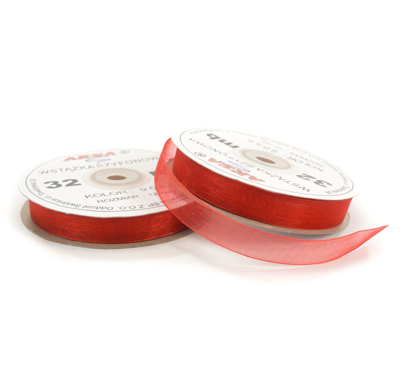 12mm WO9055 Panglică de sifon roșu 32mb 12mm WO9055 Panglică de sifon roșu 32mb