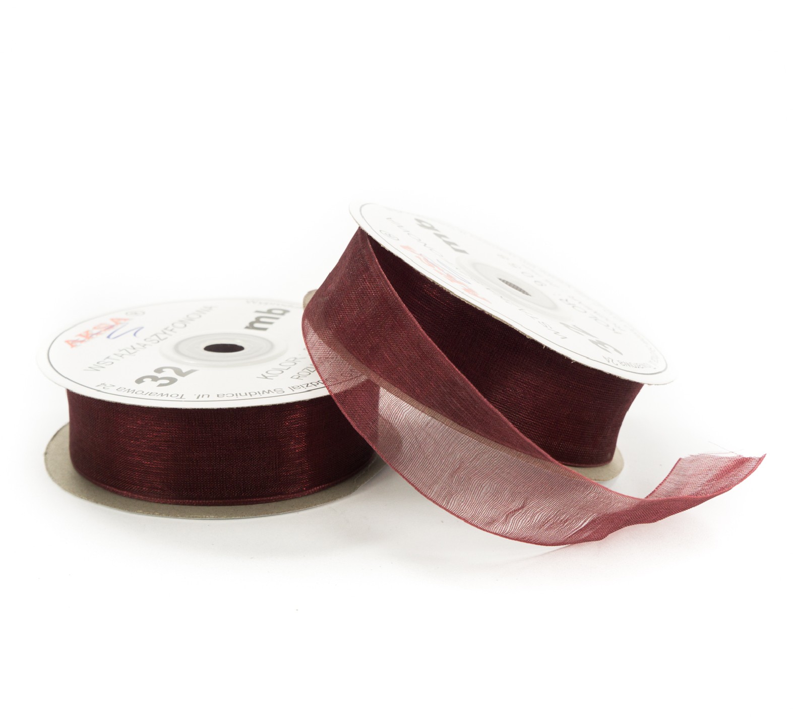 25mm WO9058 Panglică de sifon burgundy 32mb 25mm WO9058 Panglică de sifon burgundy 32mb