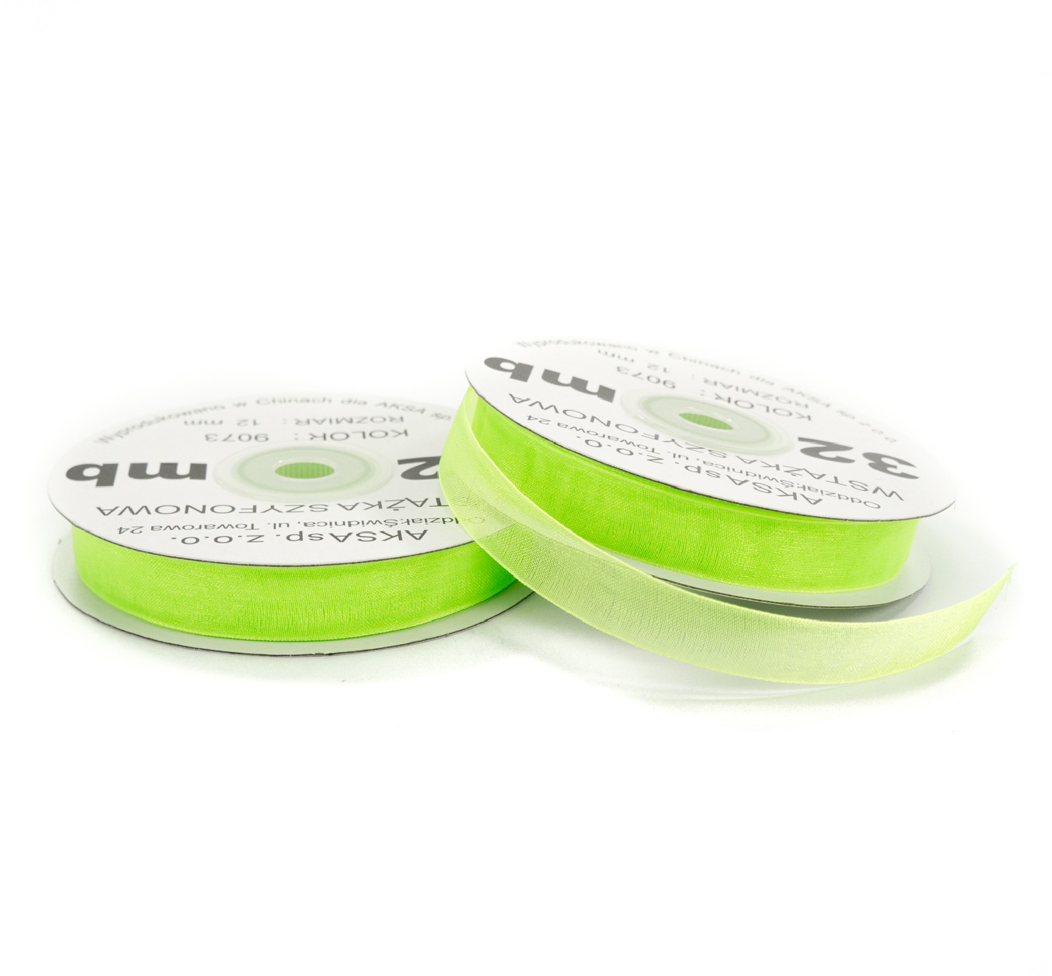 12mm WO9073 Panglică de sifon verde deshis 32mb 12mm WO9073 Panglică de sifon verde deshis 32mb