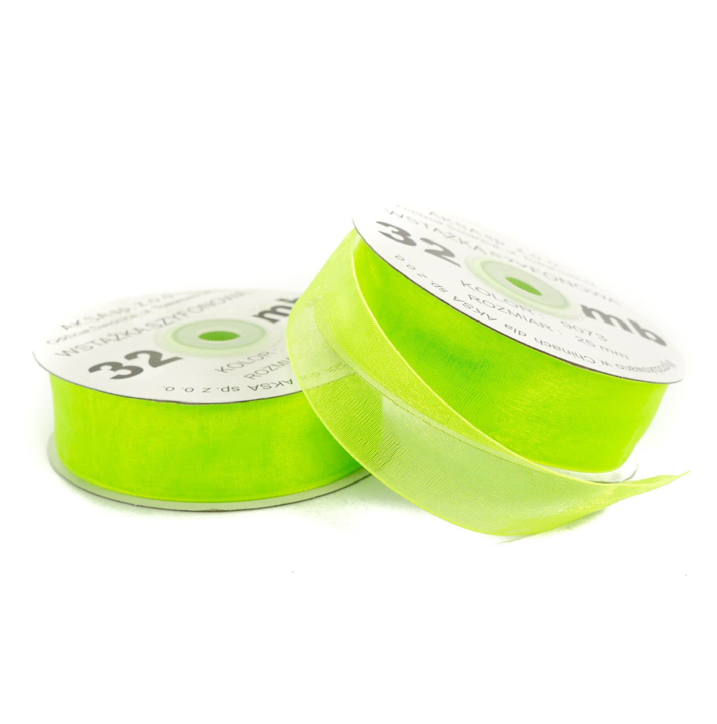 25mm WO9073 Panglică de sifon verde deshis 32mb 25mm WO9073 Panglică de sifon verde deshis 32mb