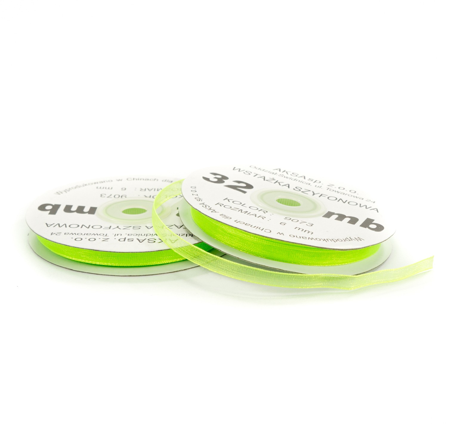 6mm WO9073 Panglică de sifon verde deshis 32mb 6mm WO9073 Panglică de sifon verde deshis 32mb