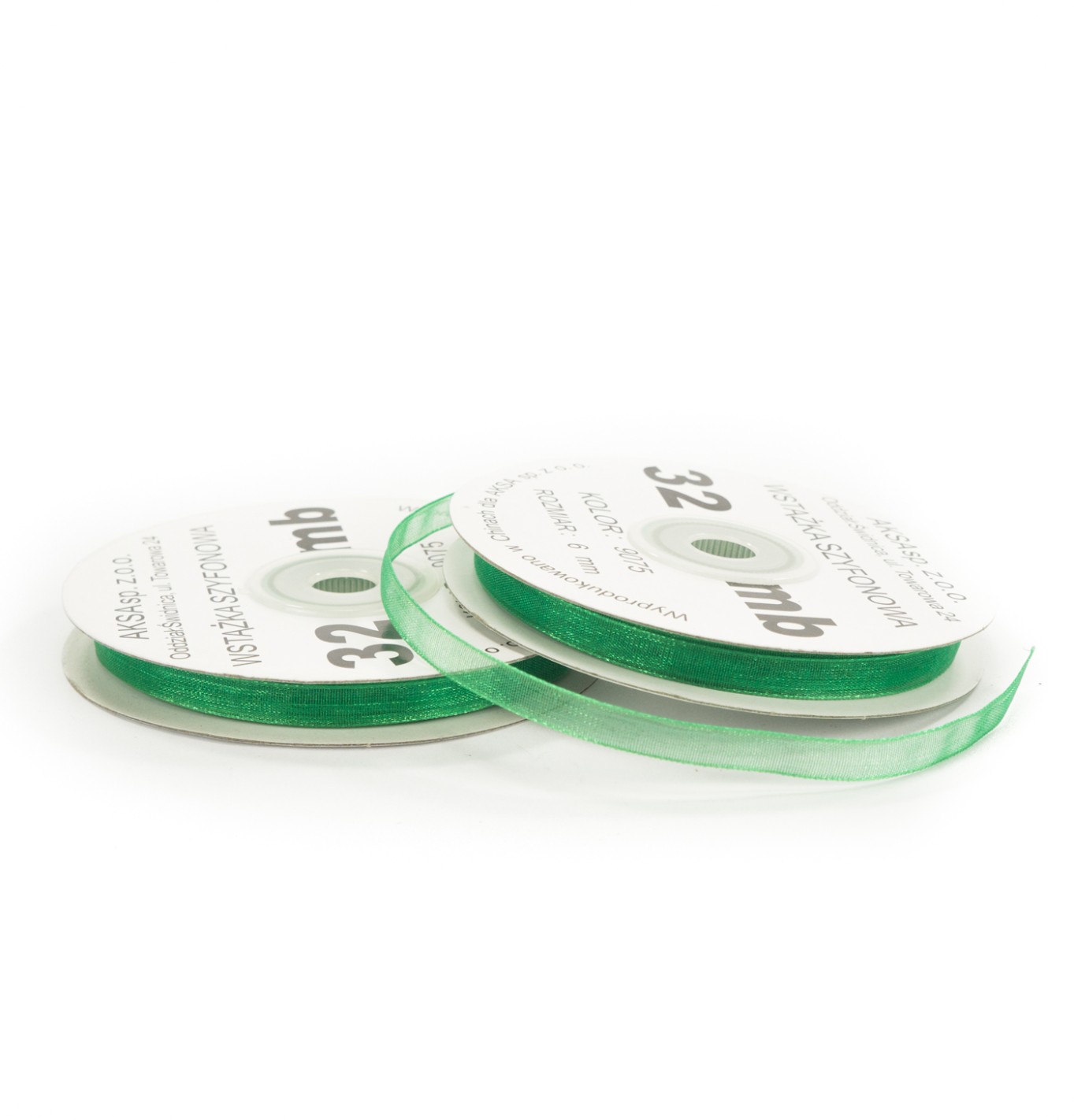 6mm WO9075 Panglică de sifon verde 32mb 6mm WO9075 Panglică de sifon verde 32mb