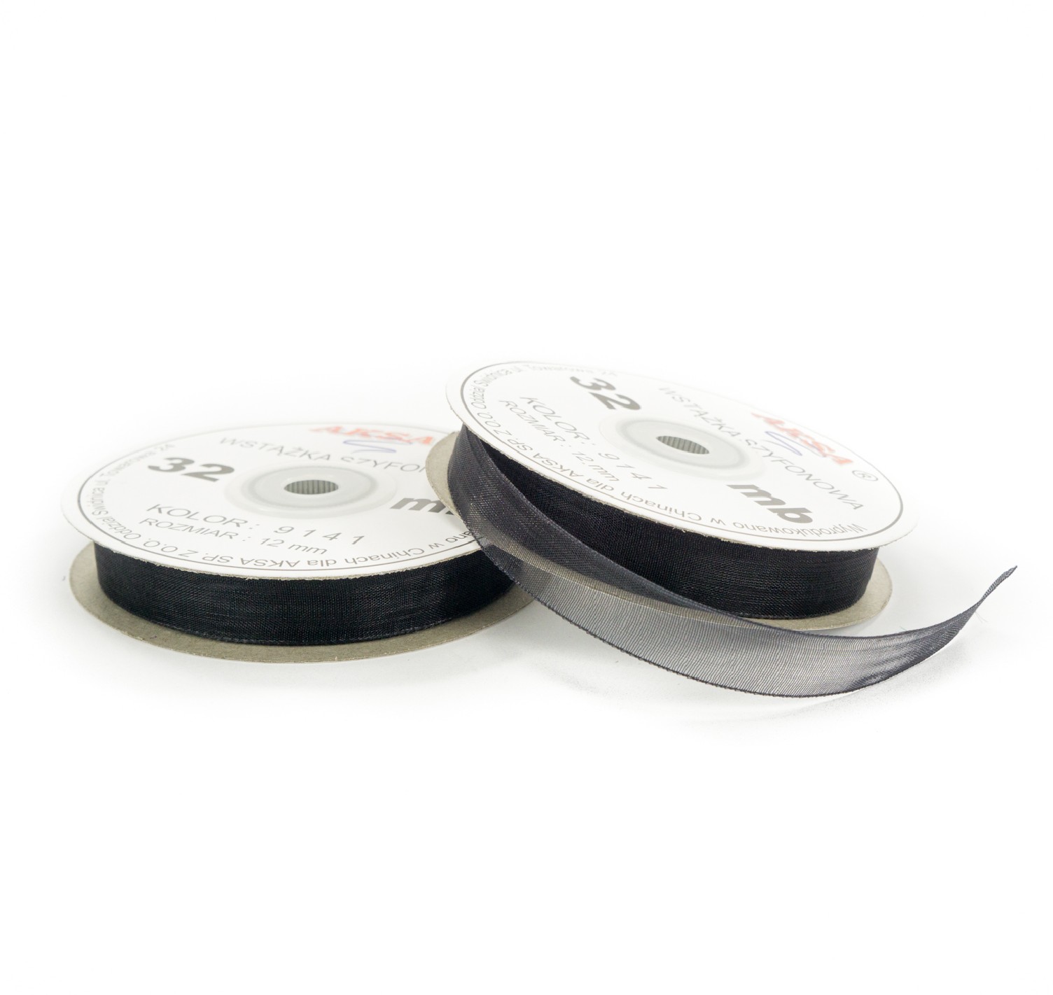12mm WO9141 Panglică de sifon negru 32mb 12mm WO9141 Panglică de sifon negru 32mb