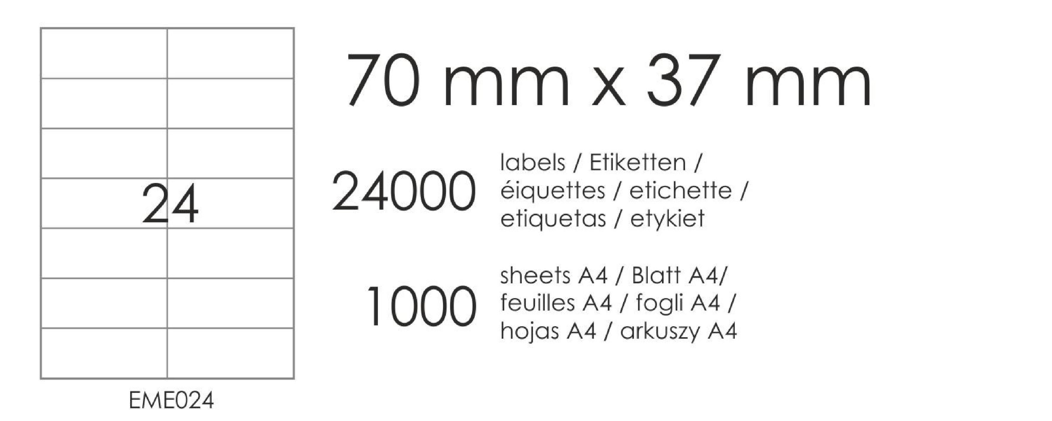 Etichete autoadezive EME24 70x37 (24) buc. 1000A4 Etichete autoadezive EME24 70x37 (24) buc. 1000A4