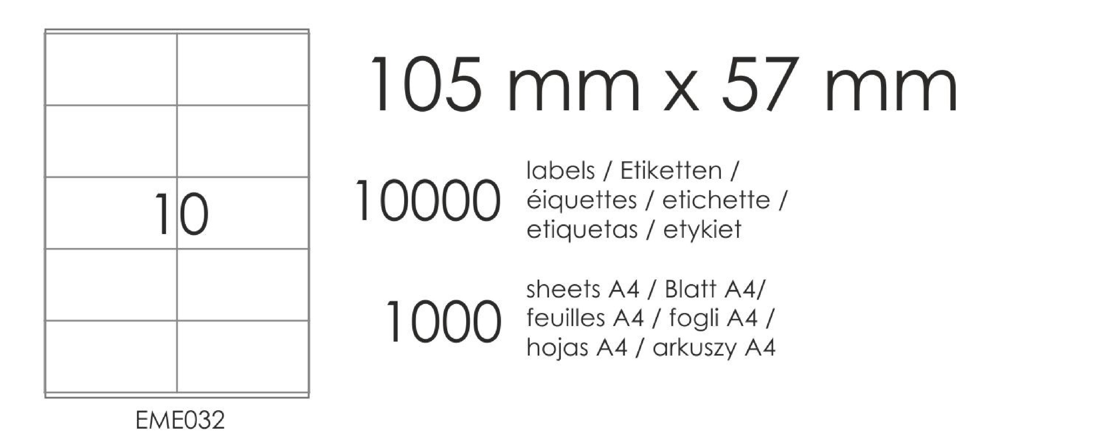 Etichete autoadezive EME32 105x57 (10) buc. 1000A4 Etichete autoadezive EME32 105x57 (10) buc. 1000A4