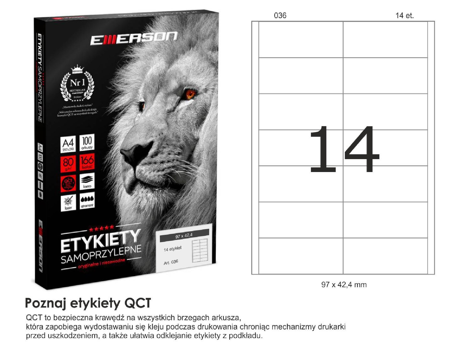 Etykiety samoprzylepne EME36 97x42,4 (14) 100A4 Etykiety samoprzylepne EME36 97x42,4 (14) 100A4