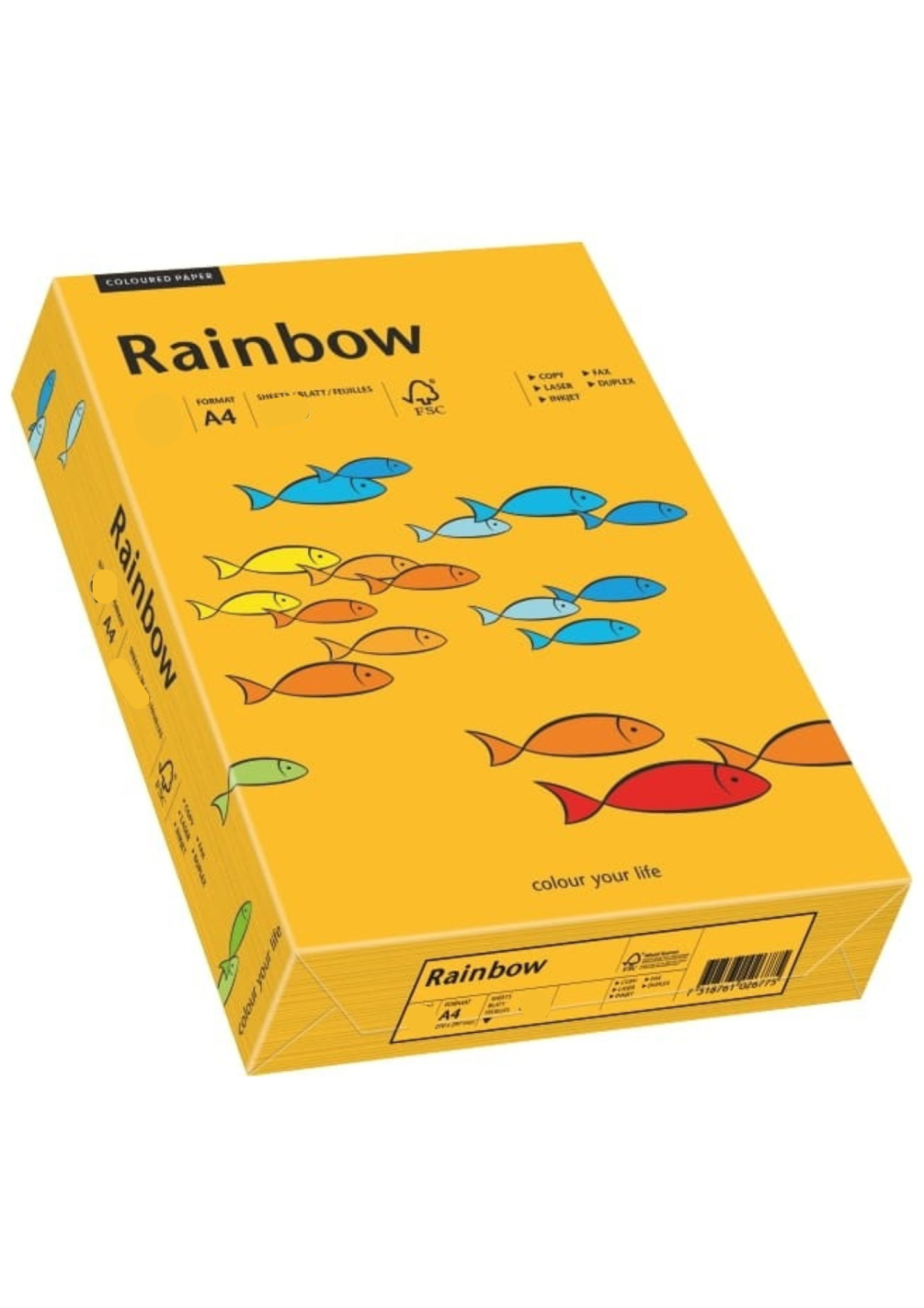 Papier ozdobny gładki kolorowy Rainbow 80g R22 jasny pomarańczowy pak. 500A4 Papier ozdobny gładki kolorowy Rainbow 80g R22 jasny pomarańczowy pak. 500A4